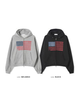 US クロップヴィンテージフードジップアップ (No.858)