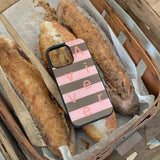 [MADE] stripe logo glass bumper case(pinkkhaki)
