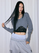 V NECK LAYERED KNIT