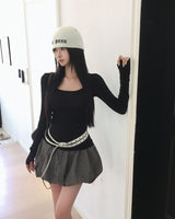 [MADE] Finger hole, square long sleeve T-shirt