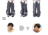 ブルーチェックレースドローストリングポケットパンツ