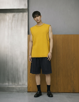 Contrast-Stitch Wide-Shoulder Tank