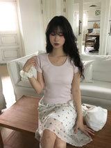 ソフトUネックTシャツ
