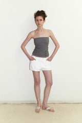 "That's neat – Vintage Relaxed-Fit Double-Breasted Knit Tube Top (Grey)