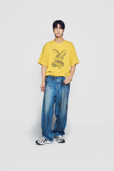24FW レタリングラビットショートスリーブTシャツマスタード