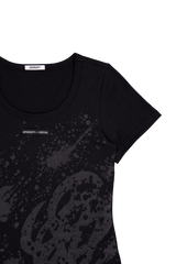 プリントコットンTシャツ ブラック