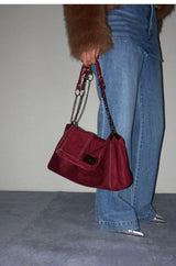 LOOK STITCH SUEDE CHAIN BAG (4COLORS!)
