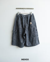Patch Stripe Bermuda Denim Pants