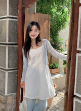 #Wave Ribbon Bolero Knit Cardigan (4color)