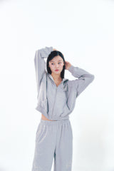 Pearl Hoodie Zip-Up Gray