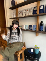 Crack Vintage Lettering Hooded Zip-Up