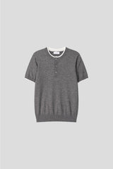 LMN プレップツートーンヘンリーネックマッスルフィット半袖ニット (3 colors)