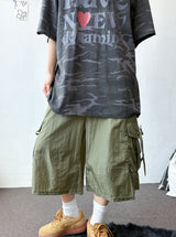 Riboni Crinkled Nylon Cargo Bermuda Shorts 3color