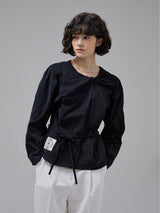 [LINE] Sleeve Tuck Twisted Blouse (2colors)