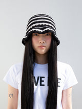 Stripe Cotton beanie-Black