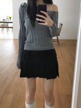 Ribbon One Shoulder Knitwear (4 colors)