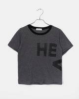 Necu ヴィンテージストライプレタリングプリント半袖Tシャツ