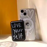 WhiteBlack - Love yourself Magsafe Phone Case Card Pocket Set