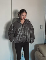 Touk glossy puffer hood padding