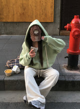 [Bellied made/Overfit] モーブニングカラーブロッキング2ウェイフード付きジップアップ