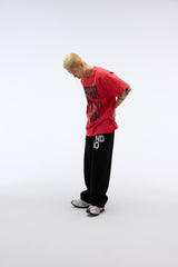Weekend warrior typography printing long pants (Black)