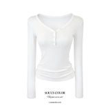 Lena Soft Button Slim Tee (4color)