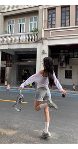 サンオフ アンバランス ホワイト 長袖Tシャツ