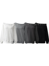 city eyelet off-shoulder mtm (fleece-lined / 4color)