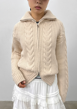 [MADE] Stevie Cable High Neck Knit Zip-up