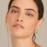 Neon Green Enamel Gold Hoop 925 Silver Ring Earring E040-04G-NG