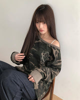 アルカオフショルダーカーモTシャツ