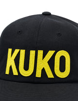 KUKO ロゴ6パネルキャップ_ブラックイエロー