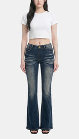 Vintage Washed Bootcut Denim Jeans