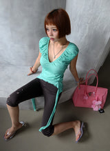 Punching Eyelet Stud Capri Pants