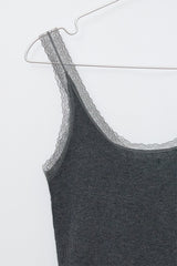 Lace Deep V-Knit (Charcoal)
