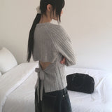Napol wool back slit string ribbed knitwear