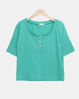 Viet Button Point Color Short Sleeve T-Shirt