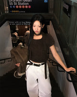 [ORIGINAL] HOLLY TIE SHORT-SLEEVE KNITTED SET