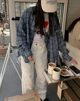 (Unisex) Destroyed check shirts