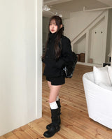 Bitter Unbalanced High Neck Slim Half Coat
