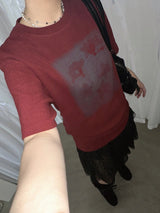 FLOWER PRINTING FLEECE TOP (RED)