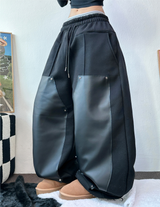 ストリング💙レザーダブルリベットロングパンツ💙🖤2カラー
