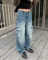 (Unisex) カーゴデニムパンツ