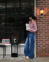 [BELLIDE MADE] ルーズフィットストライプVネックニット