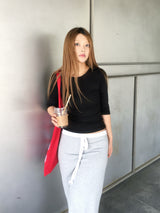 [3/4 Sleeve] Loen Modal Side-Ruched Tee (12c)