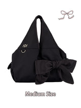 [Medium/Nylon] Bow Shoulder Bag (Black)