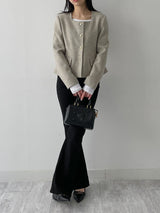 Blossom Square Neck Tweed Short Jacket