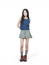 BUTTON SLACKS SHORTS (GRAY)