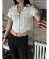 Chic stud half zip up(4color)