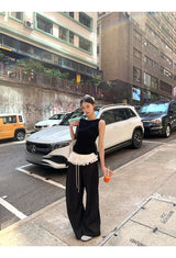 Rose Black Backless Sleeveless T-shirt